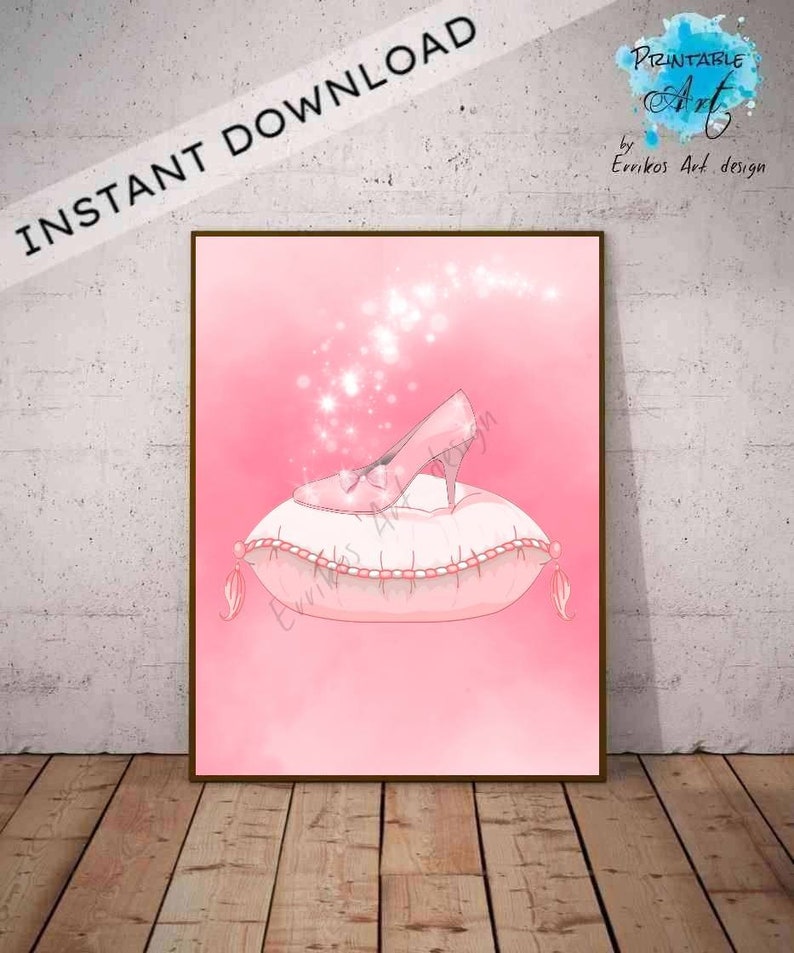 Princess Cinderella Shoe Instant Download Princess Wall Art Etsy