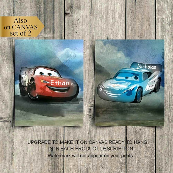 Mcqueen Cars Print Custom Name Art Lightning Mcqueen Disney Etsy