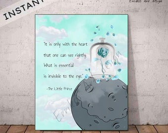Little Prince quote rose Instant Download, Boy Nursery decor, Little Prince Wall Art Print, Little Prince Quotes Wall Art, Boy Nursery Art