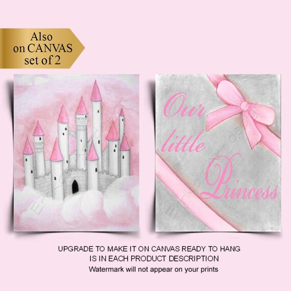 Nursery Decor Girl Pink Gray Our Little Princess Castle Etsy