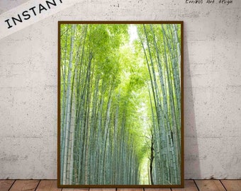 Bamboo Printable wall Art Print Digital Download forest tree nature green tropical instant download home wall decor