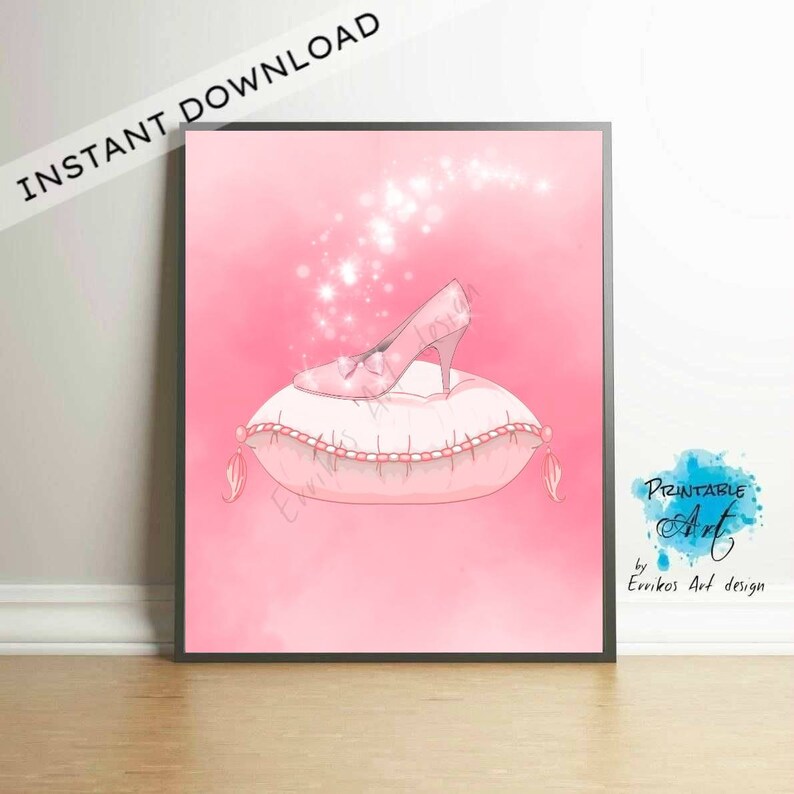 Princess Cinderella Shoe Instant Download Princess Wall Art Etsy