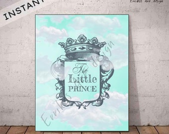 Little Prince Instant Download, Boy Nursery decor, Little Prince Wall Art Print, Baby Boy Nursery, Crown, kids Wall Art, Nursery Wall Art