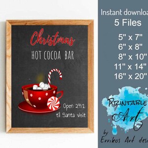 Christmas hot cocoa Art Print, Instant download, Christmas wall art, Digital Wall Art, Home Decor, Christmas wall decor, Christmas gift image 2