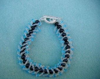 black and blue flat spiral bracelet