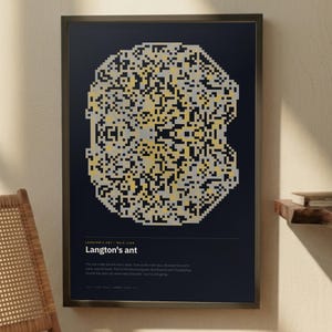 Langton's Ant Print, Cellular Automata Art, Generative Wall Art, Computer Science Poster, Dark Decor
