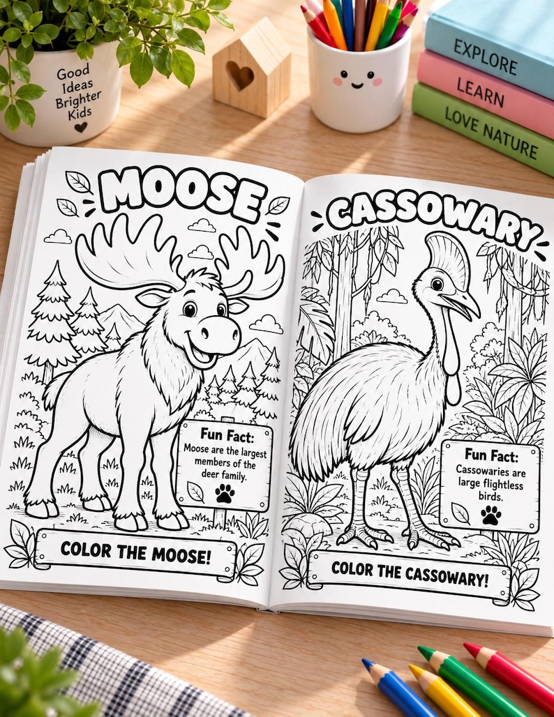 Wild Animals Coloring Book for Kids, Printable Animal Coloring Pages ...