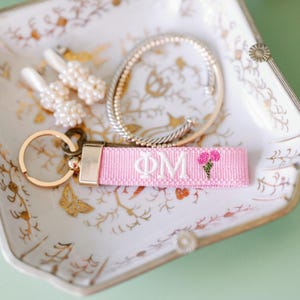 Phi Mu Embroidered Keychain