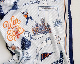 Licensed Auburn University Striped Silk Scarf