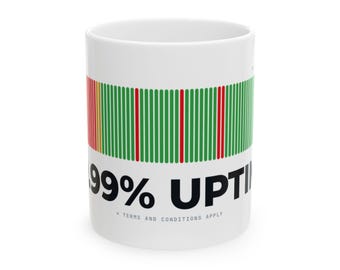 Sysadmin Mug, 99.99% Uptime Funny SRE Gift, DevOps Engineer Coffee Mug, IT Status Page Humor