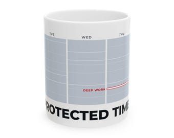 Funny Office Mug, Too Many Meetings Gift, Protected Time Calendar Cup, Software Engineer Humor