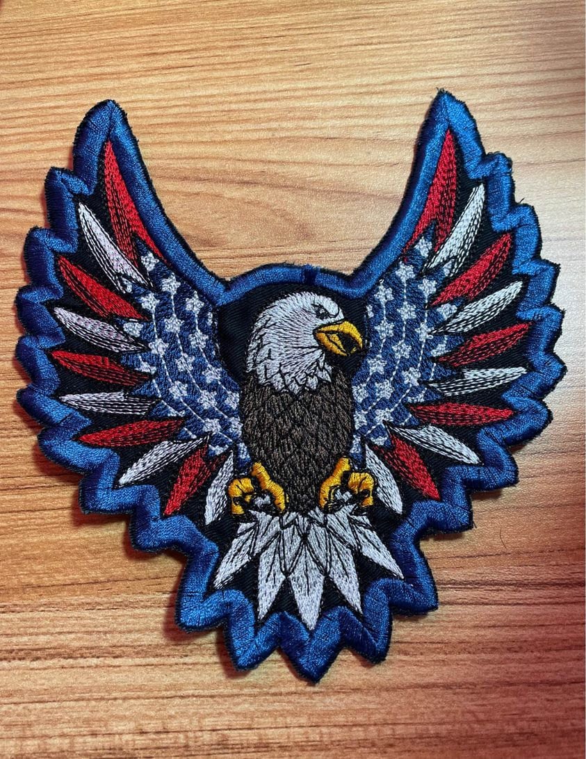 Cool Bald Eagle American Flag USA United States Patriotic Iron-on  Embroidered Patch for Biker Jacket Vest MC Shirt Hat Military Veteran Vet -   Denmark