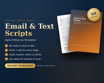 Modèles d'e-mails et de SMS pour l'immobilier, 60 scripts de suivi (PDF)