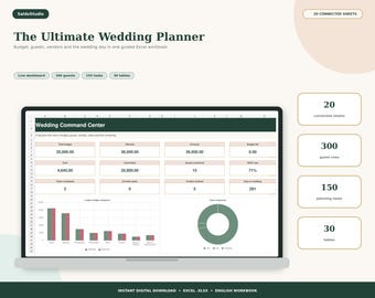 Ultimate Wedding Planner Spreadsheet for Excel | Budget, Guests & Vendors