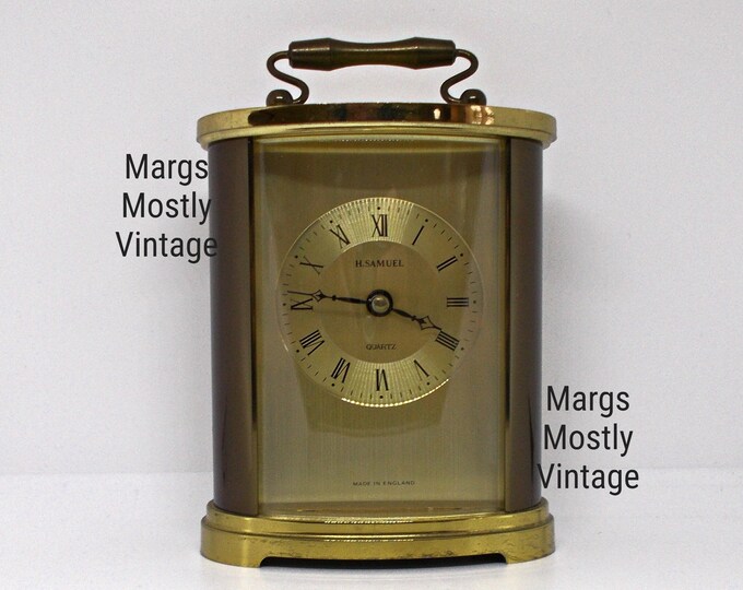 H. Samuel Carriage / Mantle Clock Quartz Made in England Gold Etsy