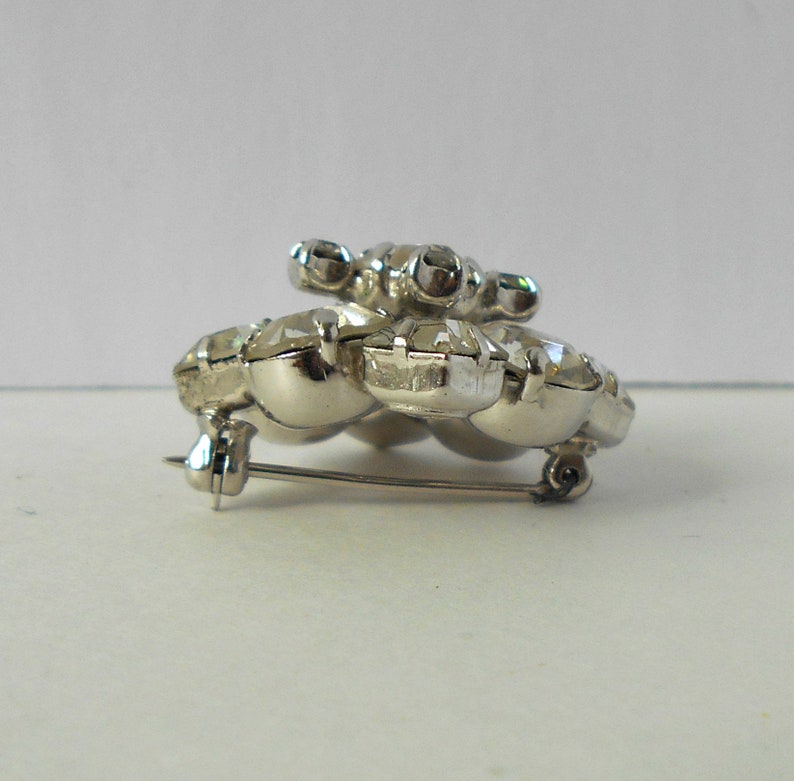 Sterling Silver 925 Jay Flex Brooch Pin with Clear Rhinestones