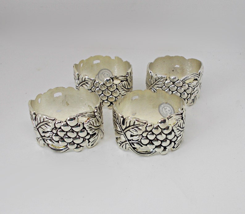 Vintage Godinger Silver Plated Napkin Rings Grape Leaf motif Etsy