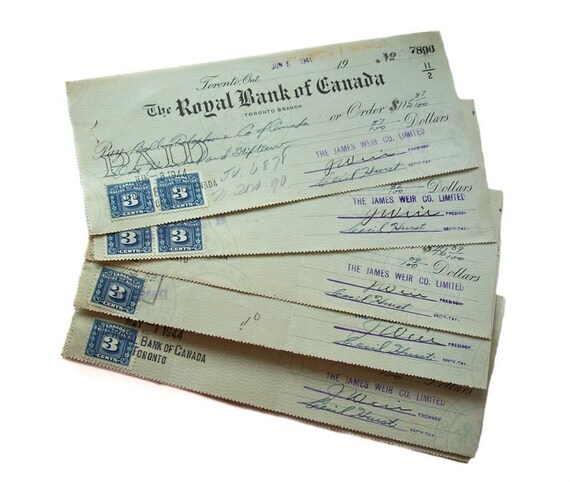 Royal Bank Of Canada Toronto Branch 1944 Excise Stamps Etsy