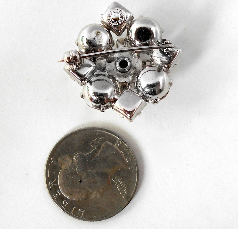 Sterling Silver 925 Jay Flex Brooch Pin with Clear Rhinestones