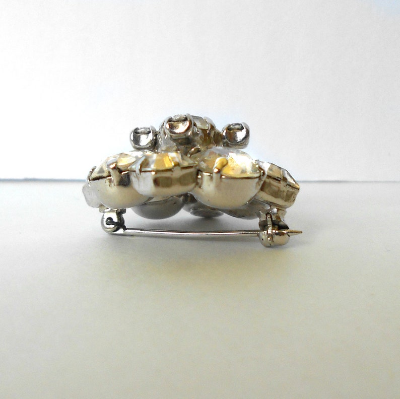 Sterling Silver 925 Jay Flex Brooch Pin with Clear Rhinestones