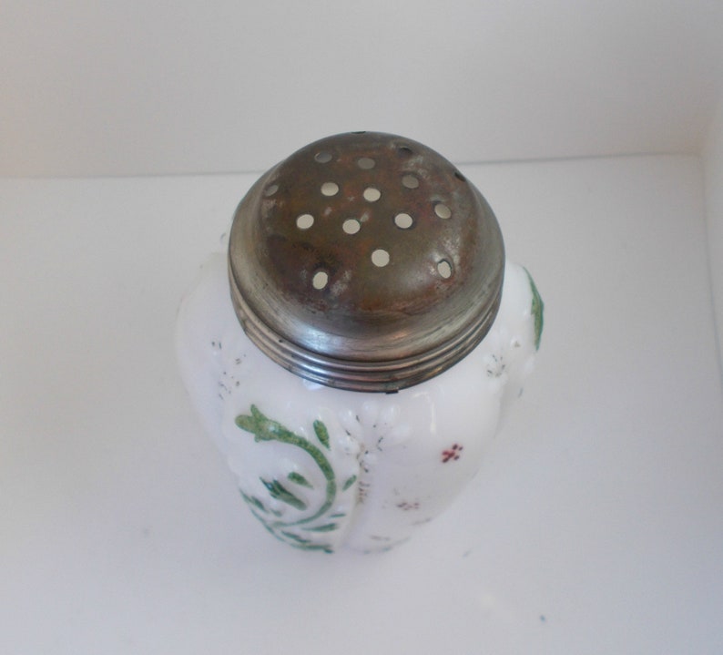 Antique Milk Glass Sugar Shaker Muffineer Panelled Sprig Etsy