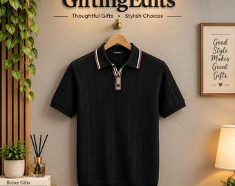 Men's Textured Knit Polo Shirt, Short Sleeve Casual Shirt, Classic Collared Pullover, Lightweight Summer Top, Smart Casual Menswear
