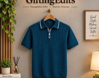 Men's Textured Knit Polo Shirt, Short Sleeve Casual Shirt, Classic Collared Pullover, Lightweight Summer Top, Smart Casual Menswear
