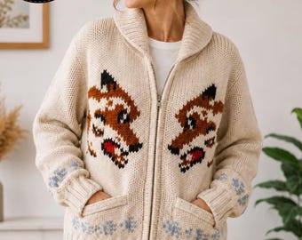 Project Hail Mary Wolf Zip up Cardigan | lightweight cardigan |Nordic Wool Knit sweater (Unisex)