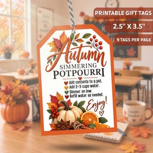 Étiquettes cadeaux Pot-pourri d'automne mijoté, Étiquettes Pot-pourri d'automne mijoté