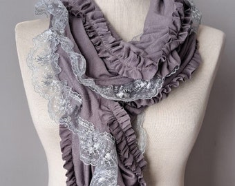 Gray Lace Scarf Shawl Unique Gifts for Women Christmas Gift for Woman Who Has Everything Bridesmaid Gift Gothic Scarf Victorian Anniversary