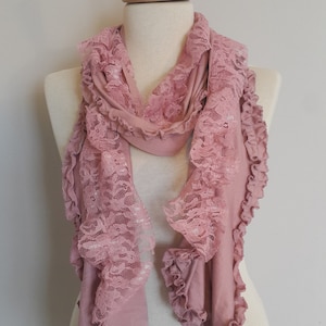 Unique Pink Lace Scarf Shawl Gift Scarf for Women Gift for Her Girlfriend gift Birthday Gift Christmas Gift for Woman Who Has Everything
