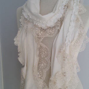 Unique Lace Off White Scarf Shawl Valentines Day Gift Women Gift for Her Girlfriend gift Birthday Bridesmaid Gift Valentine Accessories image 7