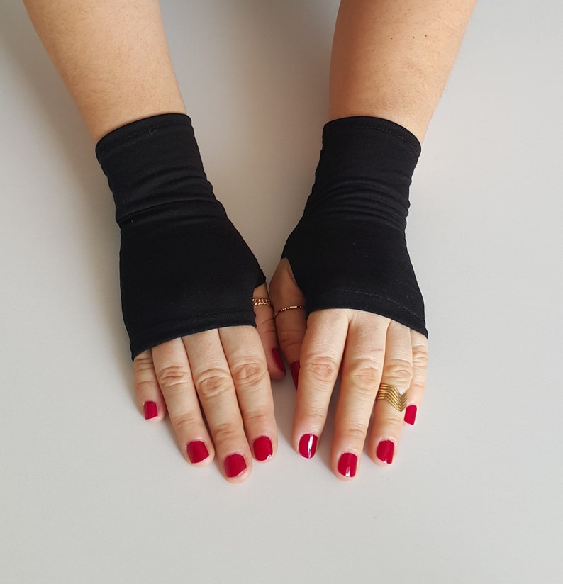 Mitaines courtes noires, Manchettes, Gants pour textos, Gants de conduite, Gants de cyclisme, Chauffe-mains, Mitaines pour gants de vélo, Cadeau de la Saint-Valentin image 1