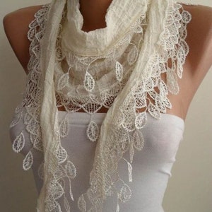 Woman Scarf, Unique Gifts, Lace Scarf, Personalized Gifts, Linen Scarf, Mothers Day Gift, Gift for Her, Mom Gift, gift for mothers day image 2