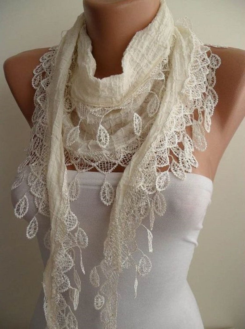 Woman Scarf, Unique Gifts, Lace Scarf, Personalized Gifts, Linen Scarf, Mothers Day Gift, Gift for Her, Mom Gift, gift for mothers day image 2