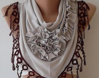 Handmade Burgundy Lace Scarf: Unique Woman's Gift