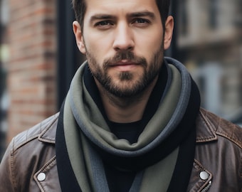 Handmade Striped Infinity Scarf: Unisex Snood, Unique Gifts for Him