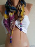 Unique Peacock Purple Jewelry Scarf Necklace Scarf Shawl Gift Women Scarf Personalized Gift ideas gift for her Mom Gift Christmas Gift product logo