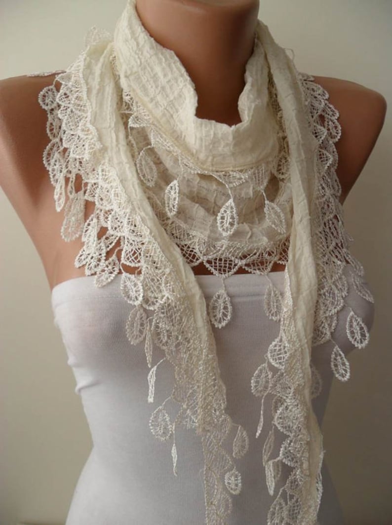 Woman Scarf, Unique Gifts, Lace Scarf, Personalized Gifts, Linen Scarf, Mothers Day Gift, Gift for Her, Mom Gift, gift for mothers day image 1