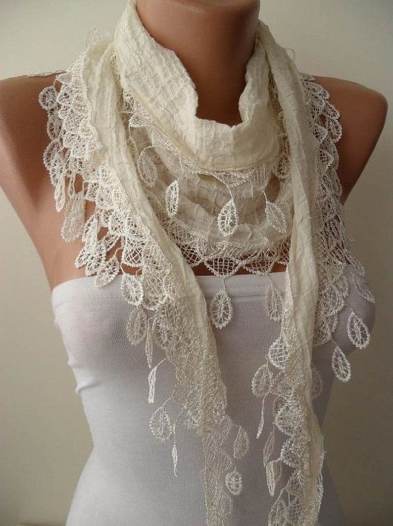 Woman Scarf, Unique Gifts, Lace Scarf, Personalized Gifts, Linen Scarf, Mothers Day Gift, Gift for Her, Mom Gift, gift for mothers day Bild 3