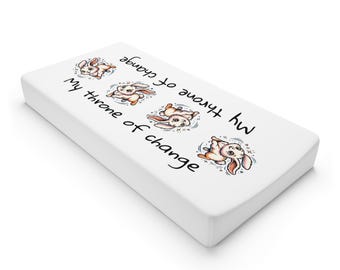 Funda para cambiador de bebé con caritas de conejito / Tejido de punto jersey suave, decoración divertida para la habitación del bebé