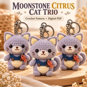 Crochet Cat Keychain Pattern PDF, Cat Amigurumi Pattern, Cute Kitty Bag Charm, Mini Crochet Keyring, Kawaii Cat Crochet Tutorial