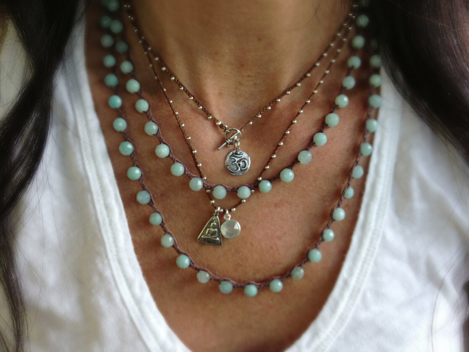 Yoga Jewelry Waxed Linen Om and Buddha Charm Necklace Etsy