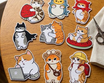 Pacchetto di disegni per ricamo di gatti Mofusand, 16 pose di gatti Kawaii in costume, file per ricamo a macchina PES DST JEF