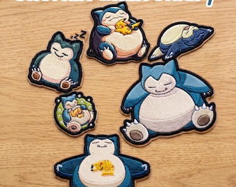 Pacchetto di disegni per ricamo di Snorlax, 6 file di ricamo a macchina di Snorlax addormentato, felpa Pokemon carina PES DST JEF