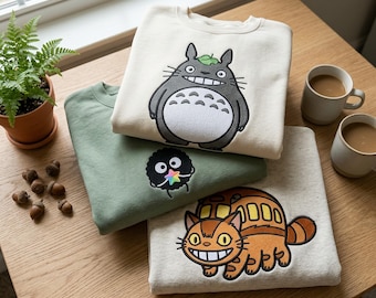 Pacchetto di disegni per ricamo ispirati allo Studio Ghibli, 20 file per ricamo a macchina di Totoro, spirito della fuliggine e gattobus, felpa anime per bambini PES DST JEF