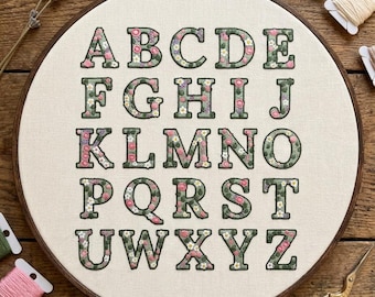 Pacchetto di font per ricamo con lettere floreali, alfabeto floreale per ricamo a macchina, numeri minuscoli dalla A alla Z, monogramma botanico in 4 dimensioni PES DST