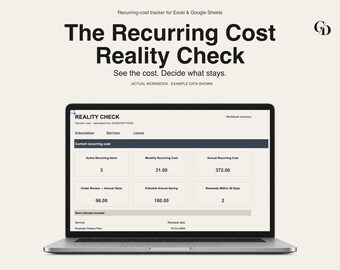 Recurring Cost Tracker for Excel & Google Sheets | Subscription Review Tool (Digital Download)