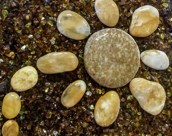 Beach Moon Stone Flower pebbles Quartz, Naturally Tumbled Accent Stones #FLR0