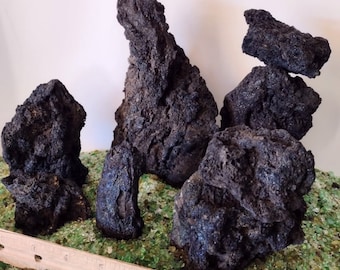 Black #Lava #Blue Hue #Twisted #Pillar Set 8 #stones #Aquarium Dry Lava "I pick you save"